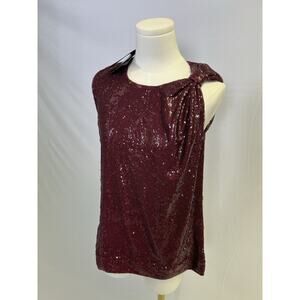 Halston Heritage Cynthia Sequined Top NWT Retail $375 Bordeaux Size XS